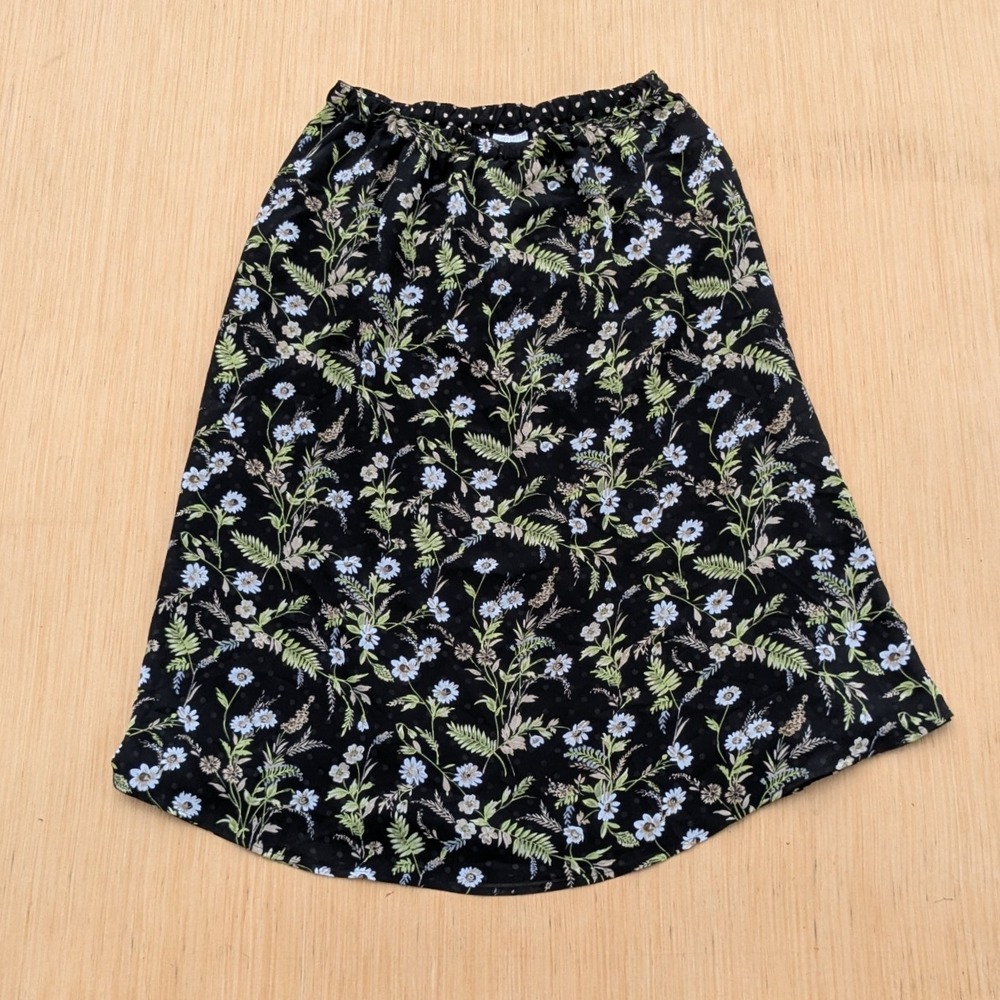 White Stag Skirt‎ 90's Floral Polka Dot Sheer Reversible Cottage Women's Small